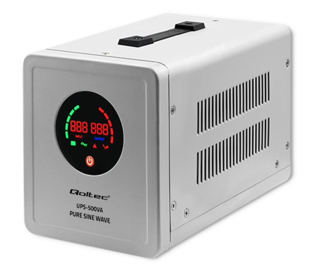 QOLTEC Zasilacz awaryjny Pure Sine Wave UPS | 500VA | 350W | Szary 50719 - 1089422 - zdjęcie